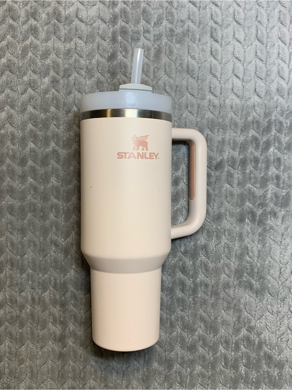 Stanley Pale Pink Travel Tumbler with Handle and Straw